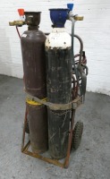 Oxygen & Acetylene Bottles with Trolley.