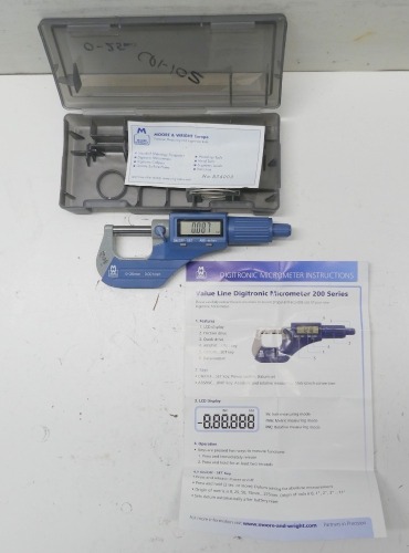 Moore & Wright Digital External Micrometer.
