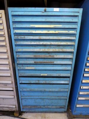 15 Drawer Tooling Cabinet, Various Taps Dies & Drills