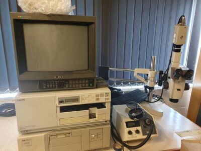 NIKON SM2-U Zoom 110 Camera Microscope with Sony Color Video Printer