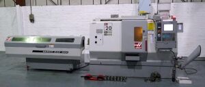 Haas SL-20 TCE Lathe, Haas Servo Bar 300 Bar Feed