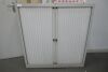 Metal Tambour Door Cabinet, 2 Shelves