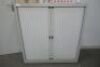 Metal Tambour Door Cabinet, 2 Shelves