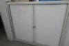 Metal Tambour Door Cabinet, 2 Shelves