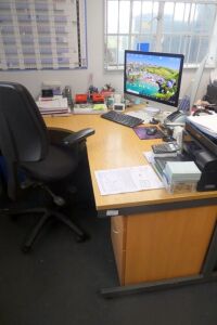 Office Corners Desk, Chair And Filing Pedestal