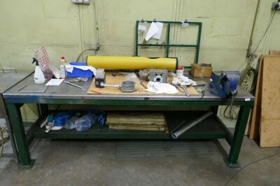 Steel Work Bench With Vice,2500mm x 900mm x 800mm NOT CONTENTS