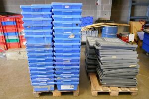 Pallet Of Plastic Tote Bins And Lids