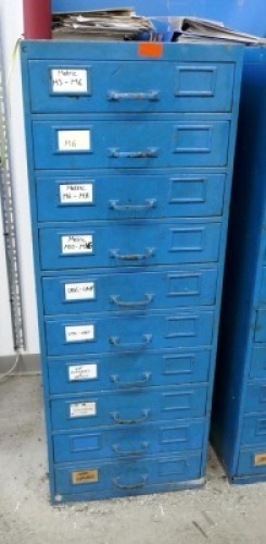 10 Drawer Steel Cabinet & Contents