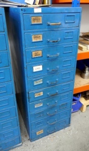10 Drawer Steel Cabinet & Contents