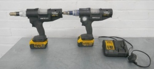 Avdel Proset PB3400 Cordless Rivet Guns 2 x Dewalt Batteries & 240v Charger