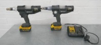 Avdel Proset PB3400 Cordless Rivet Guns 2 x Dewalt Batteries & 240v Charger